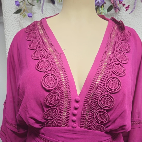 City Chic Pink Embellished Wrap Midi Dress - Picture 2 of 9